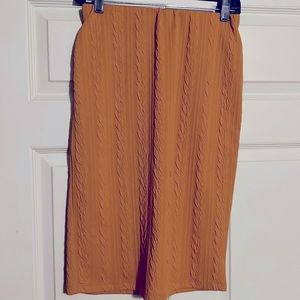 Mustard yellow. Gold. Stretchy pencil skirt.